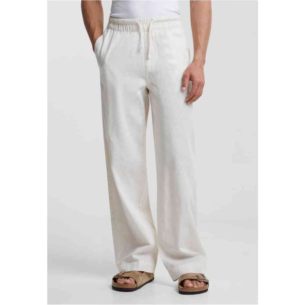 Urban Classics - Loose Cotton Linen Broek rechte pijpen - Creme